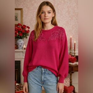 Vintage Sweater late 80s- 90s beaded and embroidered